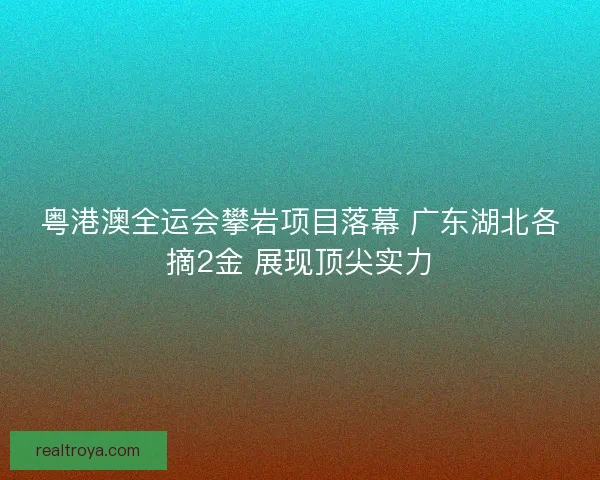 粤港澳全运会攀岩项目落幕 广东湖北各摘2金 展现顶尖实力